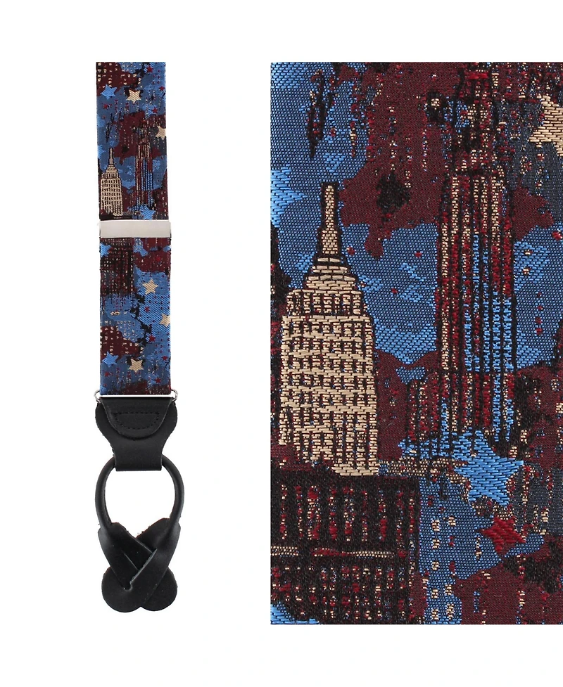 Trafalgar Men's Nyc Proud Silk Novelty Button End Suspenders