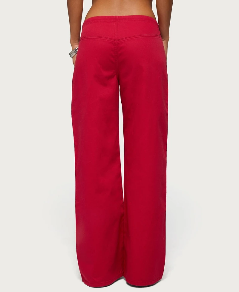 Edikted Women's Kala Low-Rise Baggy Grommet Jeans, 31" Inseam