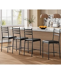 gaomon Bar Stools Set of 4, Counter Height Bar Chairs with Back and Thick Cushion, Upholstered Padded Seat