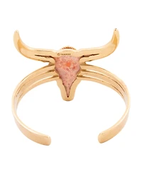 Barse Longhorn Orange Sponge Coral Golden Cuff Bracelet