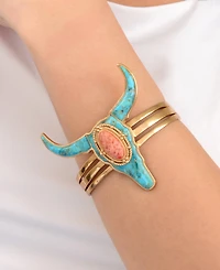 Barse Longhorn Blue Turquoise Golden Cuff Bracelet