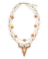 Barse Longhorn Orange Sponge Coral Golden Necklace