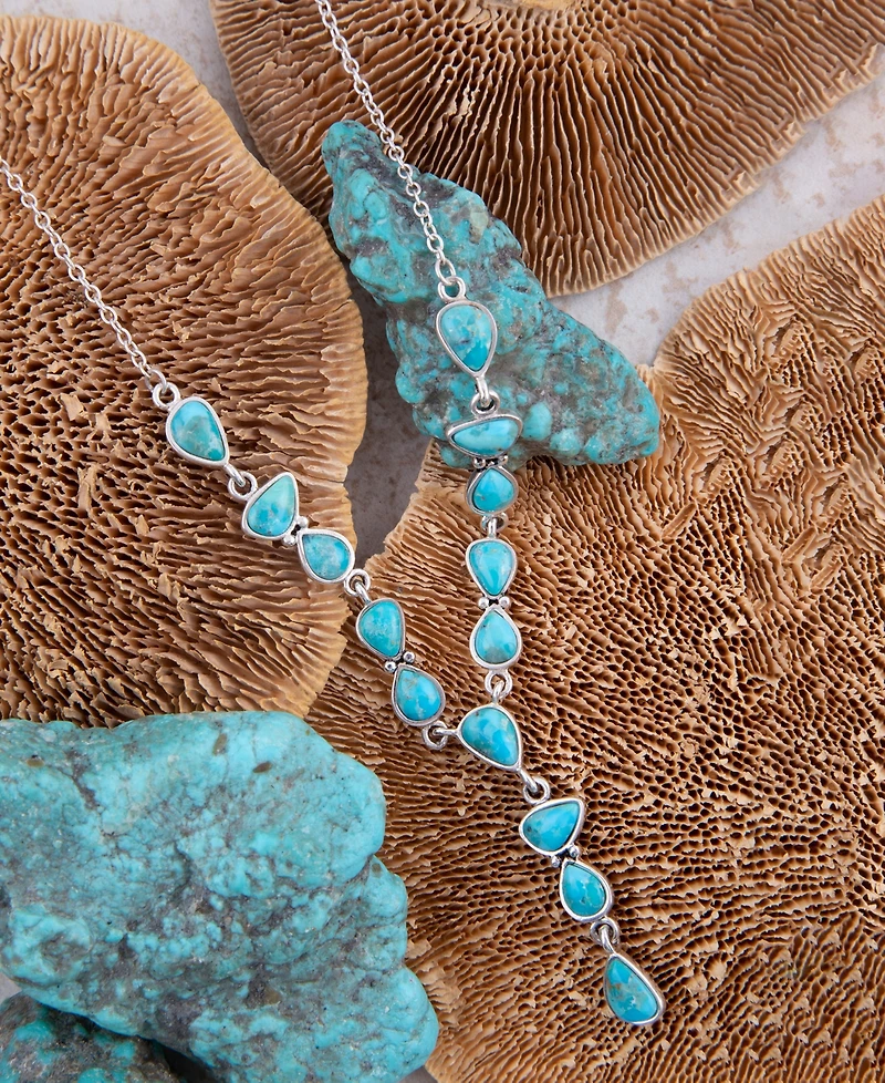 Barse Durango Blue Turquoise and Silver Y-Necklace
