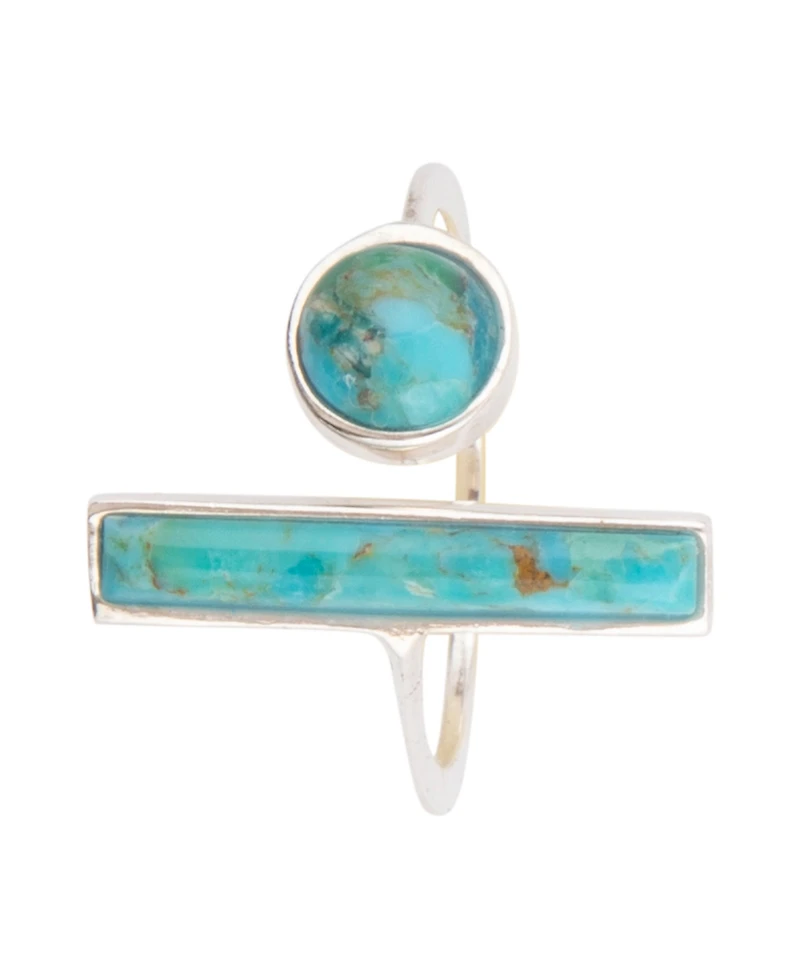 Barse Blue Turquoise Size Adjustable Silver Ring