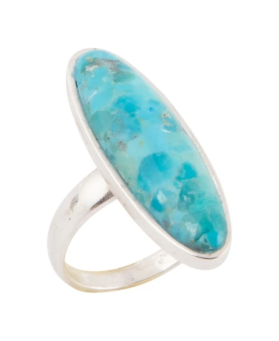 Barse Pueblo Blue Turquoise and Silver Oval Ring