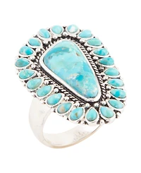 Barse Sedona Blue Turquoise and Silver Statement Ring