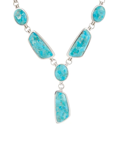 Barse Genuine Blue Turquoise Silver Abstract Statement Necklace