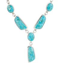 Barse Genuine Blue Turquoise Silver Abstract Statement Necklace