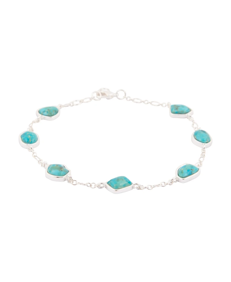 Barse Blue Turquoise and Silver Line Bracelet
