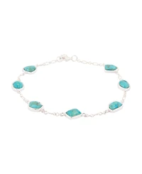 Barse Blue Turquoise and Silver Line Bracelet