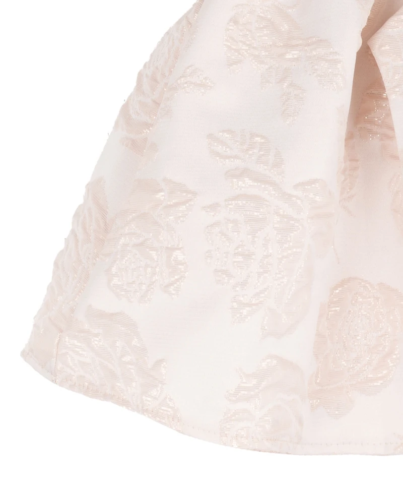 Rare Editions Baby Girls' Brocade Cap Sleeve Bodice with Beaded Pearl Trim