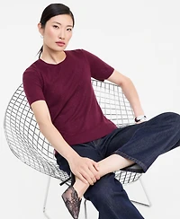 I.n.c. International Concepts Women's Crystal Embellished Short-Sleeve Crewneck Sweater, Macy's Exclusive