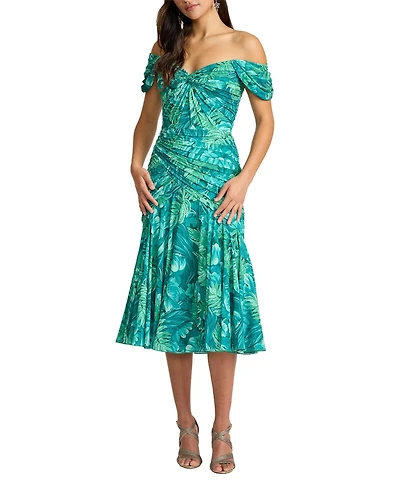 Tadashi Shoji Women's Cabbie Foliage Print Midi Dress