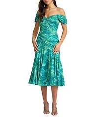 Tadashi Shoji Women's Cabbie Foliage Print Midi Dress