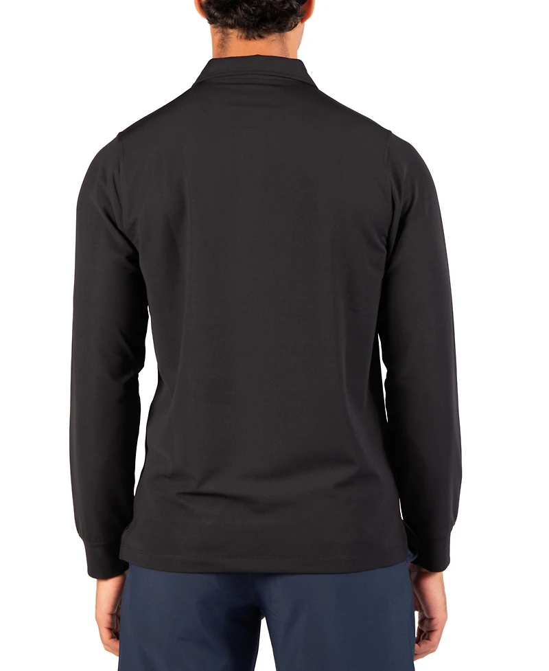 TailorByrd Men's Micro Grid Long Sleeve Performance Polo