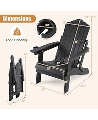 Sugift Set of 2 Outdoor Folding Adirondack Chairs with Cup Holder and 5-Level Backrest