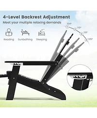 Sugift All-Weather Hips Adirondack Lounge Chair with Retractable Footrest and 4-Level Backrest