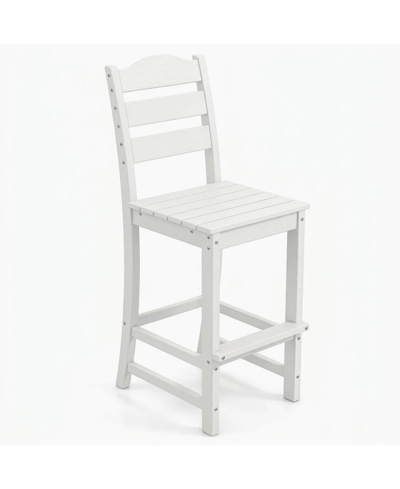 Sugift 30 in Hdpe Outdoor Counter Height Bar Stool with Back and Footrest