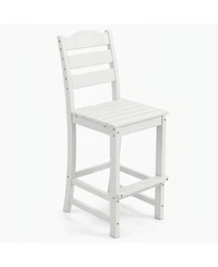 Sugift 30 in Hdpe Outdoor Counter Height Bar Stool with Back and Footrest