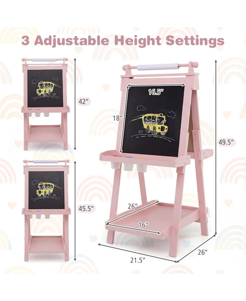 Hongge Foldable Double-Sided Art Easel with Paper Roll Holder