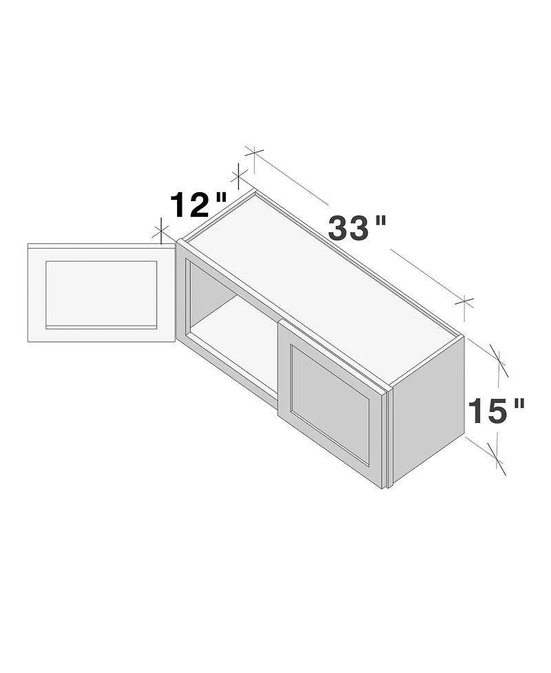 Boyel Living 33 Inch x 15 Double Door Short Wall Cabinet, Ready to Assemble Kitchen Cabinet with Solid Wood Frame, Soft-Close Slides and Hinge