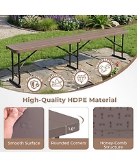 Sugift 6 Feet Plastic Folding Bench Picnic Camping Dining Seat with Carrying Handle