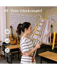 Sugift 29 Note Marching Glockenspiel Bell Lyre With 2 Bell Mallets And Waist Strap