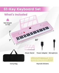 Hongge 61-Key Portable Digital Keyboard Piano with Carry Bag