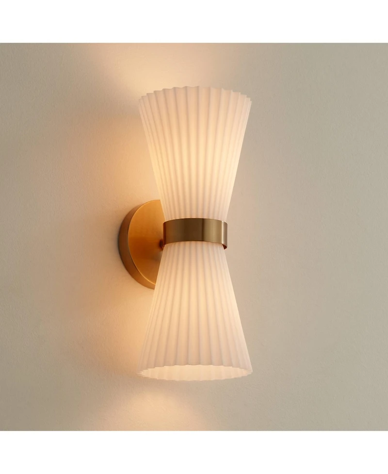 Possini Euro Design Possini Euro Peter 14" High Warm Brass 2-Light Wall Sconce