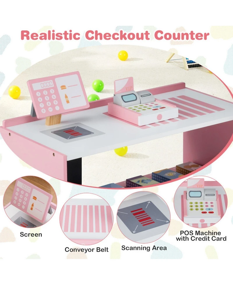 Sugift Kids Grocery Store Playset with Cash Register and Pos Machine
