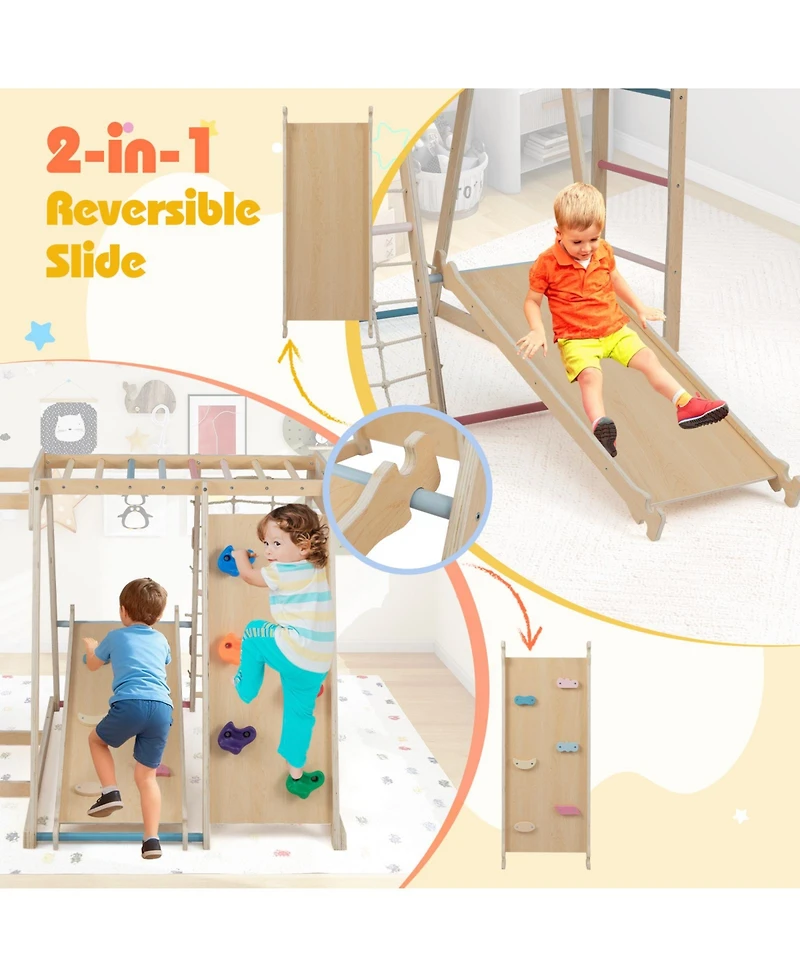 Sugift Kids 6-in-1 Indoor Jungle Gym Playground Builds Balance & Coordination, Ages 3-14