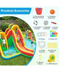 Hongge 8-in-1 Giant Inflatable Bounce House with 2 Long Slides, 420D Oxford Cloth, Up to 200 lbs, Ages 3-12