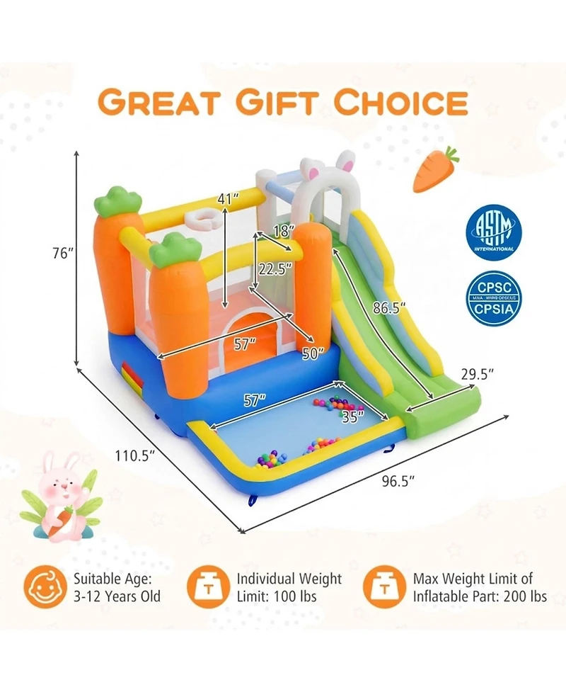 Hongge Inflatable Bounce House with Climbing Wall, Ball Pit and Slide, Ages 3-12