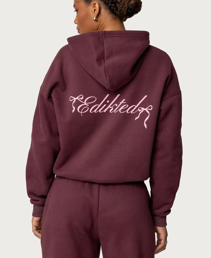 Edikted Women's Sasha Oversized Graphic Fleece Hoodie