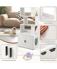 Hongge 56 in Tall Cat Litter Box Enclosure with 3 Storage Shelves