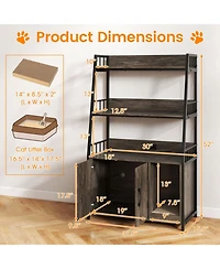 Hongge 52 in Cat Litter Cabinet with Built-In Charging Station
