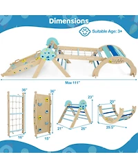 Hongge 8-in-1 Foldable Pikler Triangle Montessori Anti-Tip Climbing Set