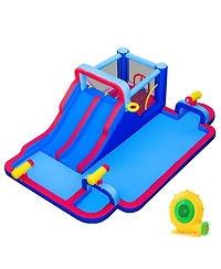 Hongge Giant Inflatable Water Slide Bounce House with Double Slides, Splash Pool, and 750W Blower, Ages 3-12
