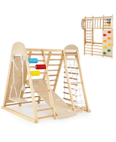 Hongge Ages 3+ 8-in-1 Foldable Wooden Indoor Jungle Gym
