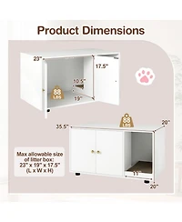 Hongge Wooden Cat Litter Box Furniture with Removable Scratching Board