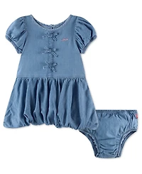 Levi's Baby Girls' Short-Sleeve Bubble Dress with Diaper cover, 2-Piece Set
