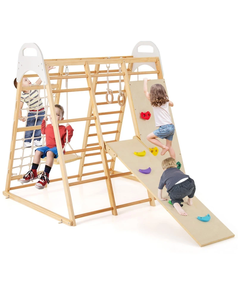 Sugift Ages 1+ 8-in-1 Wooden Jungle Gym Playset