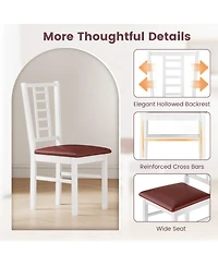 Sugift Pu Leather Upholstered Rubber Wood Dining Chairs Set of 4