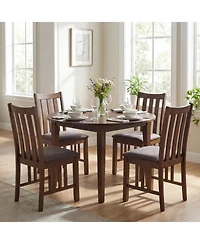 Sugift Set of 4 Rubber Wood Dining Side Chairs with Cushioned Seats and Slat Back