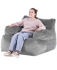 Slickblue Adult Bean Bag Sofa Chair with Armrests and Plush Foam Fill