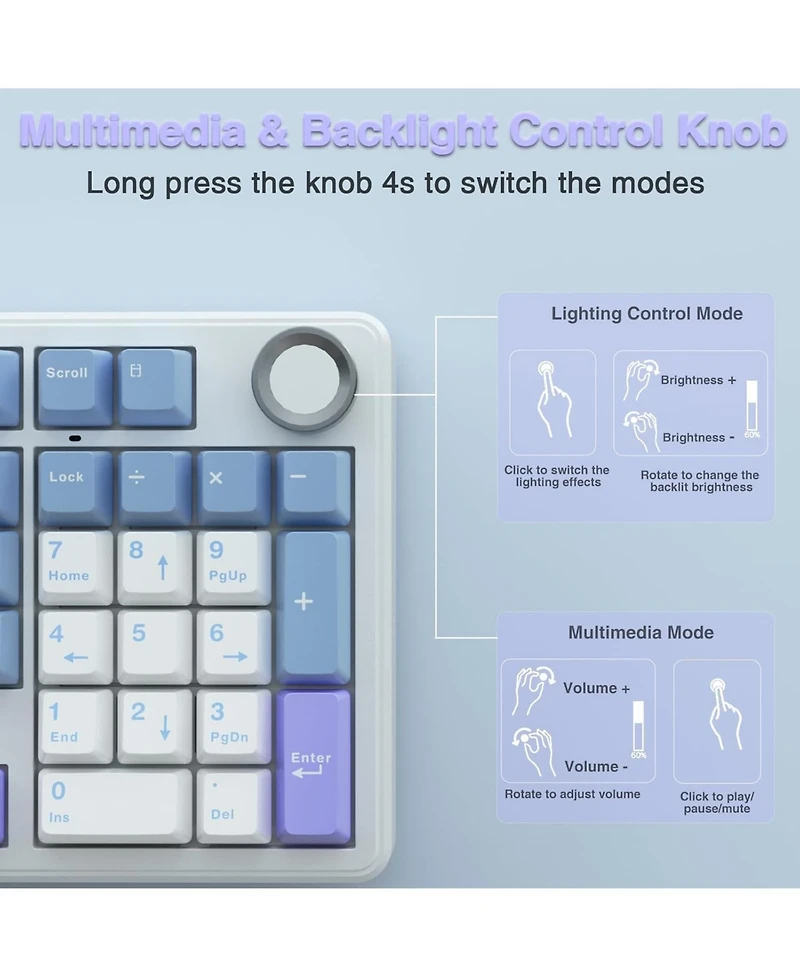 Aula F99 Tri-Mode Hot-Swappable Rgb Backlit Wireless Mechanical Keyboard