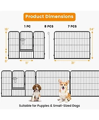 Sugift 8 Panel 24 in Height Pet Fence for Indoor Outdoor Use