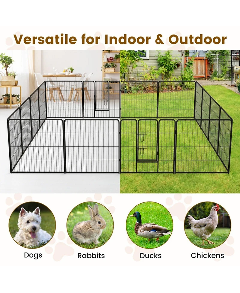 Sugift 16 Panel 24 32 40 in Height Dog Playpen with Lock and Large Door 32 in