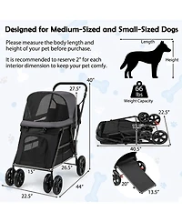Sugift Pet Stroller for Medium Small Senior Dogs with Dual Entry and 8.5in Low Entry Ramp