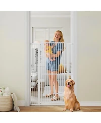 Sugift 59in Extra Tall Heavy-Duty Metal Pet Gate With Wide Opening Fits 30.5in to 41in